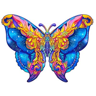 China Cartoon Toy Amazon Hot Selling Butterfly Form Wooden Jigsaw Puzzle Butterfly Kids Educational Customized Set for sale