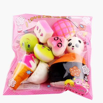 China Hot Selling Stress Reliever Stress Reliever 10pcs Mini Soft Squishy Bread Toys Medium Set Top Mix Designs for sale