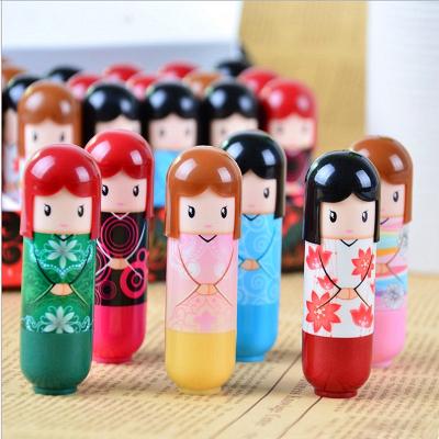 China Japanese Russian doll kimono doll safe lovely lips lovely moisturizing lip balm cute for sale