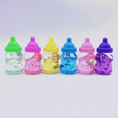 China Color Glitter Slime Changing Baby Bottle Mud Kit Crystal Mud Lovely Funny Children DIY Mud Toy Practicality for sale