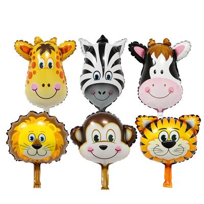 China Gift Toy 6pcs/lot Mini Animal Head Foil Balloons Inflatable Air Balloon Happy Birthday Party Decorations Kids Baby Shower for sale