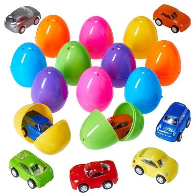 China Cheap Plastic Easter Egg Shell Egg With Pull Back Car Toys Inside Easter Eggs for sale