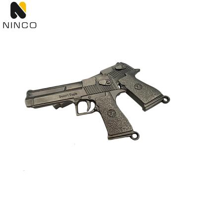 China Eco-Friendly/Nickel Free/Lead Free/Top Quality Zinc Alloy Mini Weapon Series Metal Custom Gun Logo Designers Crafts Metal Keychain Tag Pendant With Keyring For Gift for sale