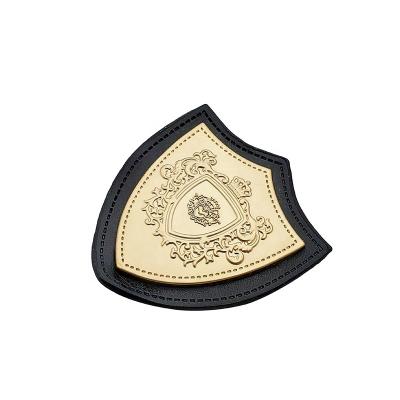 China Custom washable embossed cuero cuero etiqueta custom labels gold jeans apparel leather logo metal leather patch labels for sale