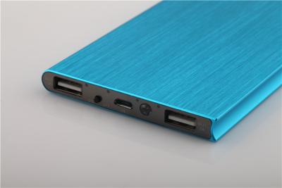 China Credit Card Sized Power Bank Ultra Slim Battery Pack With Aluminum Brushed Texture for sale