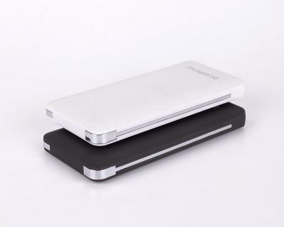 China PC Light Weight Mini Power Bank Rechargeable 10000mAH Built In Cable for sale