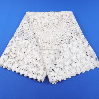 China Viable high quality guipure lace fabric 15 yards embroidery lace fabric white bridal lace fabric for sale