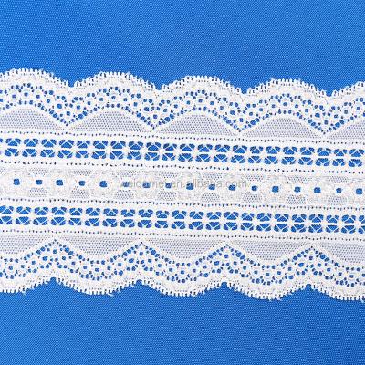 China Soft Elastic Nylon Spandex Lace Trim Elastic Lingerie Lace Trim Jacquard Chantilly Lace Trim for sale