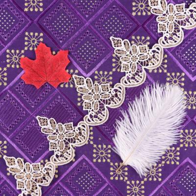 China sew-on 3d lace tassel home textile lace flowers trimming lace trimming gold pearl trim for sale for sale