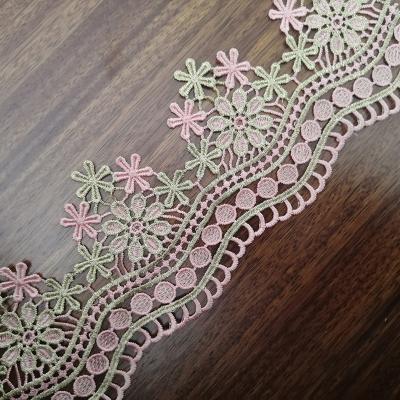 China Fashionable Flower Lace Trim Polyester Lace Ribbon Trim Embroidery 10cm Corrugated 100% Lace Border Fabric for sale