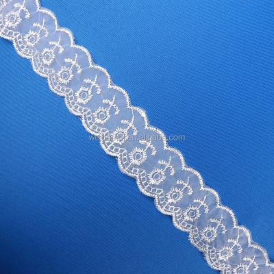 China Viable Wholesale White Trimming Organza Lace Fabric Embroidery Lace Fabric Thin Trimming Organza Lace for sale