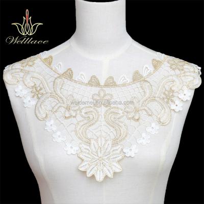 China Viable Wholesale Lace Collar Embroidery Lace Applique Flower Patches for sale