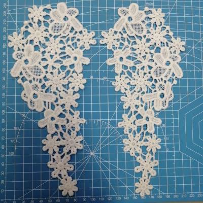 China Chemical Embroidery Viable Guipure Neck Lace Applique Embroidered Patches Pairs For Decoration for sale