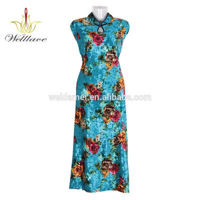 China Wholesale Custom Luxury Tear-Resistant Velvet Stretch Fabric Dangle Flower Print Beaded Velvet Velvet Dress Fabric for sale