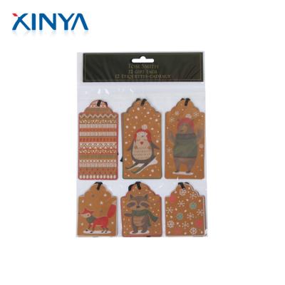 China Europe XINYA China Holiday Decoration Custom Recycled Wrapping Paper Hang Christmas Gift Tags for sale