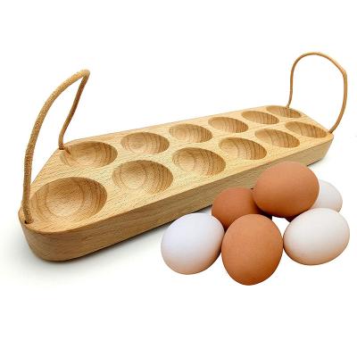 China 12 pieces of antique imitation wooden tray creative rectangular egg storage household with handle for sale