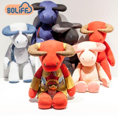 China New Soft Cloth Fashion Chinese Style Bull Toys Cow Doll Custom Stuffed Animal Plush Toy for sale