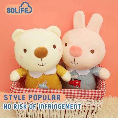 China Wholesale Soft Cloth Kids Animal Doll Stuffed Lion Rabbit Plush Baby Toy Soft Toys For Babies for sale