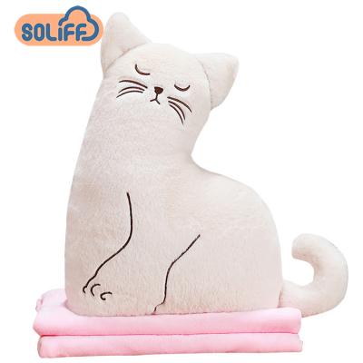 China Lovely Plush Cat Office Pillow 20x20 Pillow Covers Travel Blanket And Pillow Set for sale