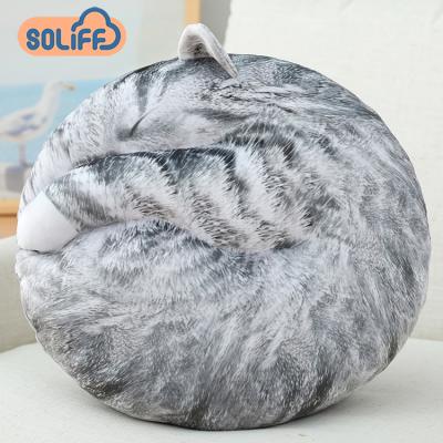 China 3D Cartoon Cat Plush Pillow Home Decor Cushion Animal Realistic Printed Soft Pillow Anti-Static for sale