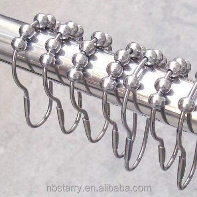 China Polished Stainless Steel Chrome Roller Shower Curtain Rings Stainless Steel Shower Curtain Hooks for sale