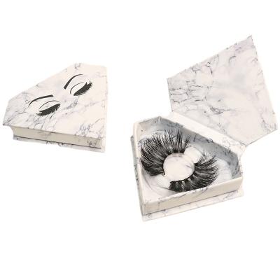 China Recyclable Wholesale Custom Paper Package Box Private Label Marble Private Label Eyelash Box Empty Container With Logo for sale