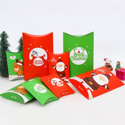 China Christmas Pillow Gift Box Recyclable Degradable Custom Red Small Santa Candy Jewelry Gift Packaging Boxes for sale