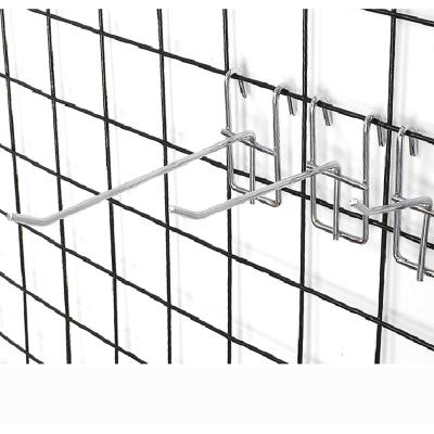 China Eco-friendly Wire Hook Metal Mesh Net Gridwall Supplies Supermarket Metal Display Mesh Hanging Hooks for sale