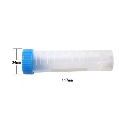 China 50ml pp centrifugal tube with clear white scale at tip and bottom of screw mouth for sale