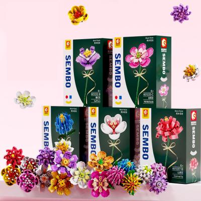 China DIY PLAY 2021 New 6-in-1 Flower Bouquet Set Building Block For Decoration for sale