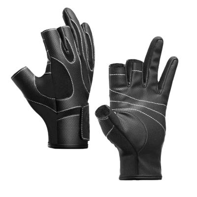 China 2021 New Sport Winter Durable Half-finger 1Pair Breathable Neoprene Pu Leather Fishing Equipment Fishing Glove for sale