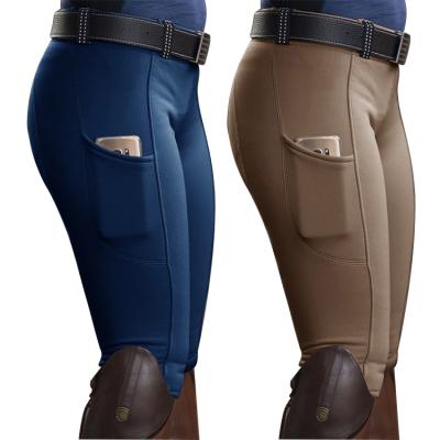 China Polyester Yohi 2021 Women Riding Breeches With Side Pockets High Waist Vented Active Equestrian Pants Schooling Breeches Rider for sale