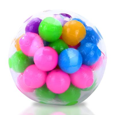 China 2021 Colorful Squeezable Yohi Relax Figet Restless Person Beads Inside Squeeze Dnaes Effort Sensory Ball for sale