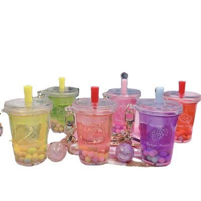 China Unisex Creative Bubble Tea Boba Keychains Yohi Mini Unicorn Soft Drink Keychain High Quality Beverage Cup for sale