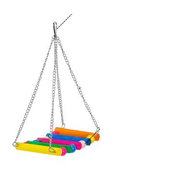 China Colorful Parrot Deluxe Toys 6Pcs Yohi Swing Cage Toys Wooden Bird Swing Bells String Bird Toys Parrot Hanging Tool for sale