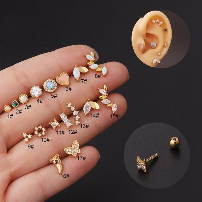 China FASHIONABLE Jewelry Fine Titanium Dropshipping Zircon Steel Stud Earring Simple Hottest Piercing Jewelry Ear Bone Earring Stainless Steel for sale