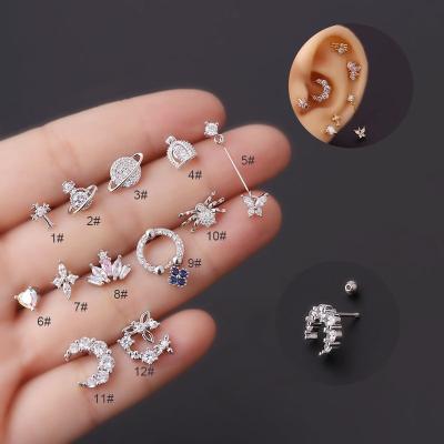 China Dropshipping FASHIONABLE Fine Jewelry Small Ear Bone Stud Earrings Wholesale,Titanium Steel Screw Ear Bone Stud Simple Jewelry for sale