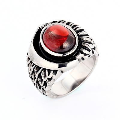 China Fashionable Chinese Tungsten Ring Steel Ruby Engraved Male Silver Rings For Men for sale