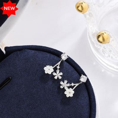 China Simple Pure Silver Zircon S925 Flower Drop Earrings New Trendy Trendy Jewelry Wholesale for sale