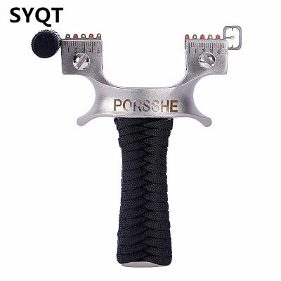 China Durable Slingshot 304 Stainless Steel Clip Slingshot Flat Leather Built-in Laser Cross Aiming Outdoor Hunting Competitive Slingshot for sale