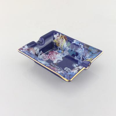 China Modern unique creative custom design home hotel office rectangle ash tray logo ceramic cigar ashtray for sale