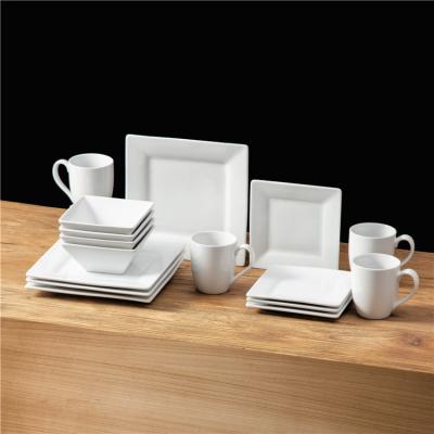 China Hot Sale High Quality Modern Style Customized Porcelain Dishes Stocked White Dinnerware Sets For Home Hotel for sale