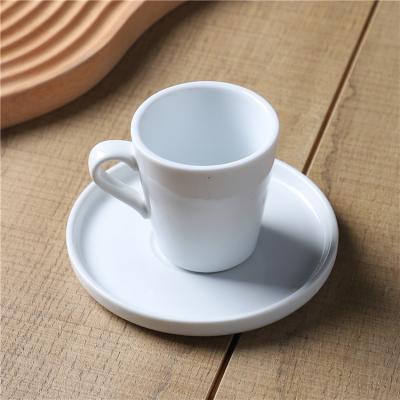 China Stocked Modern Style White Ware Coffee Tea Cup Porcelain Cup And Saucer Set For Restaurant for sale