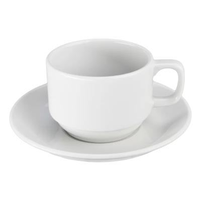 China Stocked Eco Friendly Modern Stylish Nice White Ceramic Coffee Tea Cup And Saucer Set Of Latest Design for sale