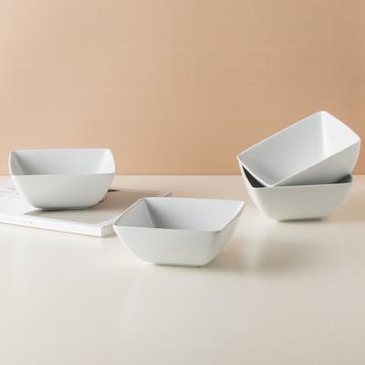 China Stocked Latest Design Square White Ceramic Serving Items Snack Fruit Bowl Bowl Sets For Sale for sale