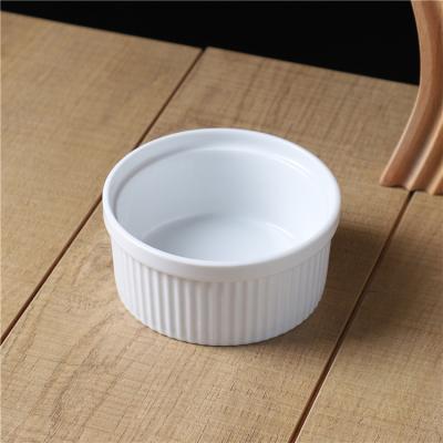 China Hot Selling Custom Size Pudding Souffle Ramekin Bowl Ceramic Baking Pans Bakeware For Home Kitchen for sale