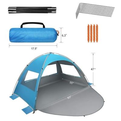 China UV-Resistant Outdoor Beach Water Proof Sun Shelter Canopy UPF 50+, Beach Tent Sun Shade for 3-4 Person, Lightweight, Easy Setup and Carry for sale