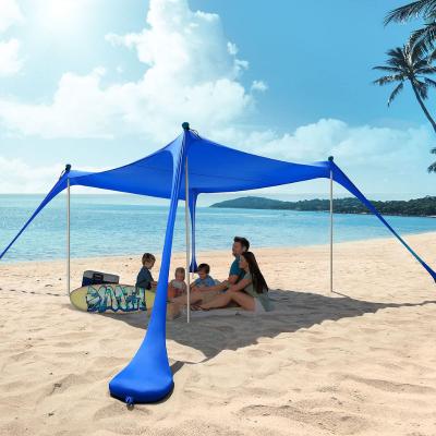 China Water Proof UV-Resistant Noise Up Beach Tent Ground Pegs And Outdoor Stability Pole Shade For Camping Vacations, Fishing Sun Shelter UPF50+ With Sand Shovel for sale