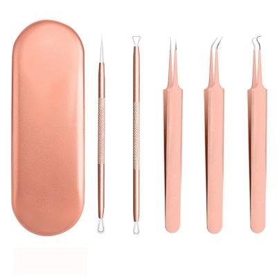 China Blue Needles Dots Cleaner With Tin Box Black Stainless Steel Rose Gold Green Blackhead Acne Extractor Removal for sale