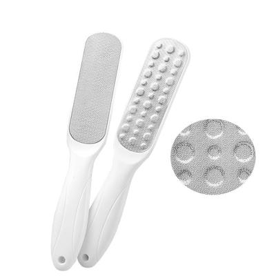 China Remove Callus Exfoliate Double Sided Scrub Rub Board Heel Scraper For Feet Stainless Steel for sale